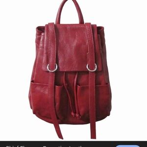 100 leather Amerileather Chief Leather Backpack in red